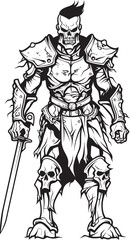 Soulless Crusader Zombie Knight Soldier Black Vector Design Grim Defender Zombie Knight Soldier Black Emblem Logo