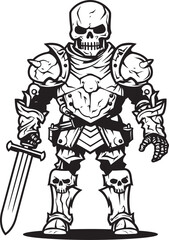 Fototapeta na wymiar Phantom Paladin Zombie Knight Soldier Black Icon Emblem Graveyard Guardian Zombie Knight Soldier Black Vector Design