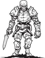Eerie Crusader Zombie Knight Soldier Black Icon Design Necrotic Guardian Zombie Knight Soldier Black Vector Emblem