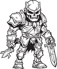 Necrotic Guardian Zombie Knight Soldier Black Vector Emblem Undead Guardian Zombie Knight Soldier Black Logo Emblem