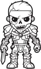 Doomed Defender Zombie Knight Soldier Black Logo Emblem Undying Legionnaire Zombie Knight Soldier Black Vector Icon