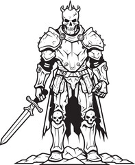 Phantom Protector Zombie Knight Soldier Black Emblem Logo Macabre Sentinel Zombie Knight Soldier Black Icon Design