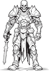 Macabre Sentinel Zombie Knight Soldier Black Icon Design Sinister Sentry Zombie Knight Soldier Black Vector Emblem