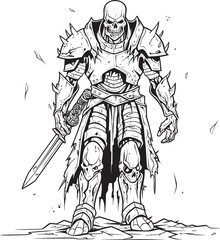 Haunted Hero Zombie Knight Soldier Black Emblem Design Ghostly Guardian Zombie Knight Soldier Black Icon Emblem