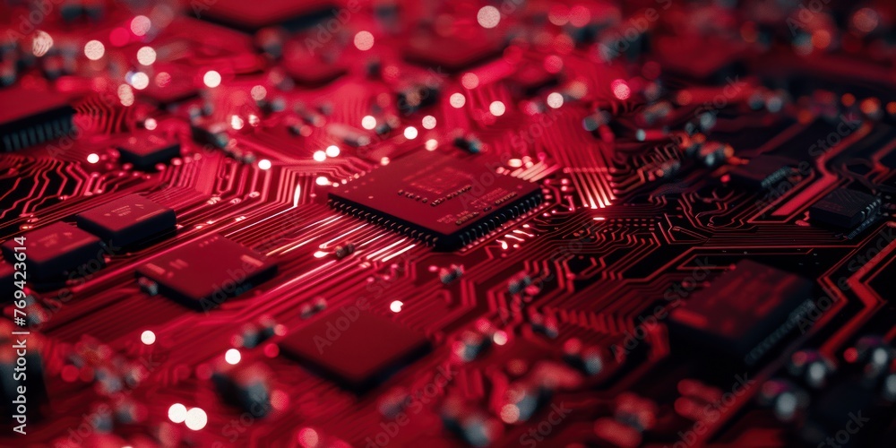 Poster abstract tech futuristic innovative concept background with red technology pattern