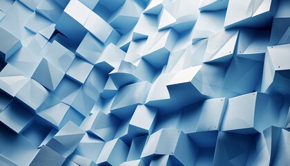 Cubed Blue Walls and White Blocks Generative AI