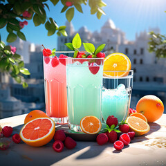 orange juice and fruits