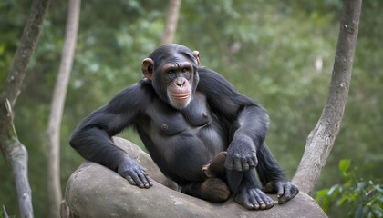 A Dominant Alpha Male Chimpanzee Keeping A Watchfu Upscaled 7