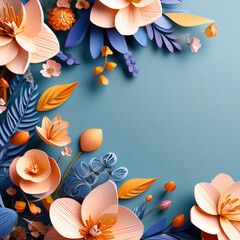 Background with flowers and leaves