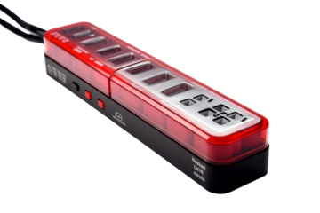 Dynamic Timepiece: Red and Black Timer on White. On a White or Clear Surface PNG Transparent Background.