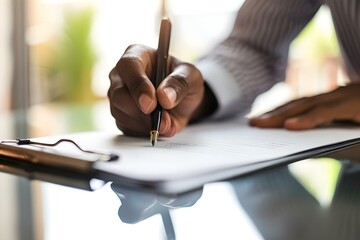 Finalizing a Business Deal: Businessman Signing Contract During Corporate Meeting. Concept Business Deals, Signing Contracts, Corporate Meetings, Professionalism, Business Transactions