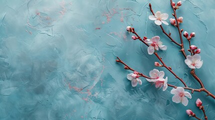Sakura Splendor: Blossoming Sakura Flowers on Soft Pastel Gradient - Perfect for Spring-Themed Design Projects and Creating Serene Floral Backdrops