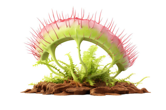 Enchanted Greenery: Vibrant Pink Spikes Adorn Majestic Plant.. On a White or Clear Surface PNG Transparent Background.