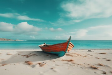 wood boat on the beach