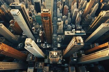 Manhattan and a view of the various buildings. - obrazy, fototapety, plakaty