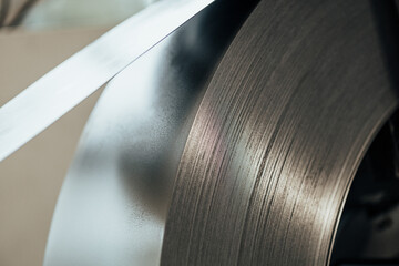 roll of raw metal steel roll in industrial factory