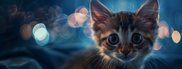 Fototapeta premium Feline Focus A Kitten's Eyes in the Spotlight Generative AI