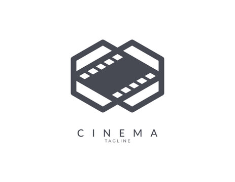 Movie cinema logo vector template isolated on white background