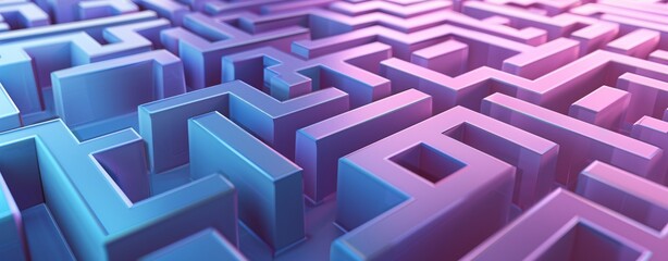 Pink and Blue 3D Maze A Colorful and Intricate Design for Monthly Events and Trendy Themes Generative AI