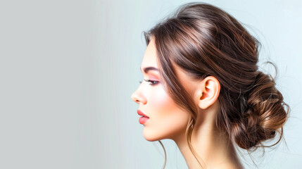 Young woman with simple low bun hairstyle