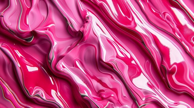 Detailed view of vivid pink liquid substance with abstract patterns, background, wallpaper