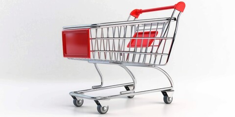 Realistic empty supermarket shopping cart