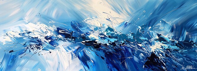Winter's Chill A Blue and White Abstract Artwork Generative AI - obrazy, fototapety, plakaty