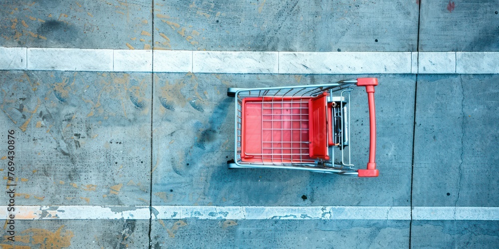 Poster generate an image of shopping cart top view