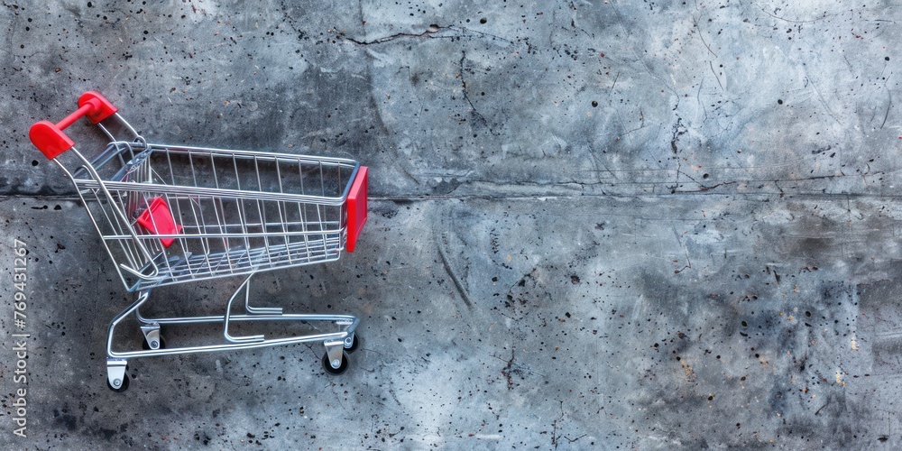 Poster generate an image of shopping cart top view