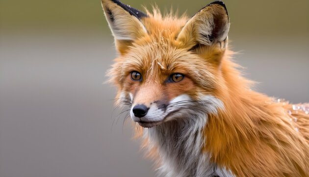 A Fox With Its Fur Matted From A Rain Shower