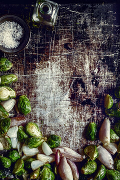 Roasted Brussel Sprouts on Baking Dish