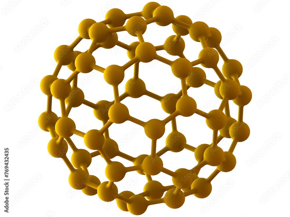 Poster truncated icosahedron with atoms 3d print model
