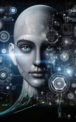 Futuristic Innovative Imagery AI. Portrait of artificial intelligence and automation illustrating efficiency