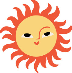 Groovy Retro Sticker Sun SVG Vector Hand Drawn 