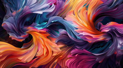 Ribbons of vibrant colors intertwining in a mesmerizing dance, creating intricate swirling patterns that captivate the eye.