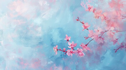 Cherry Blossoms on Textured Background: Elegant Floral Design Perfect for Springtime Decor and Wedding Invitations, Radiating Timeless Beauty