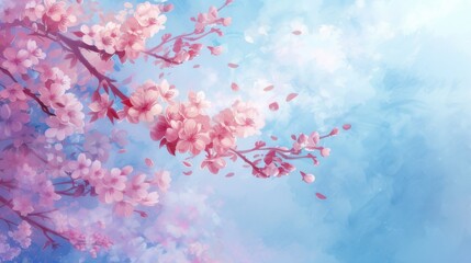 Obraz na płótnie Canvas Cherry Blossoms on Textured Background: Elegant Floral Design Perfect for Springtime Decor and Wedding Invitations, Radiating Timeless Beauty