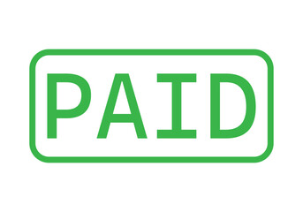 Icono verde de pagado en fondo blanco.