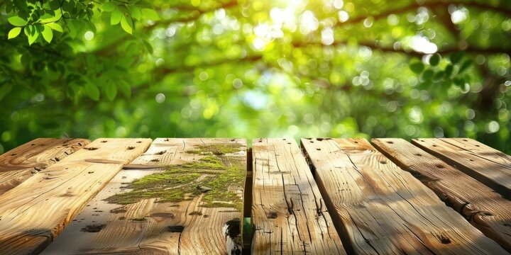 Generate an image of wooden table nature background