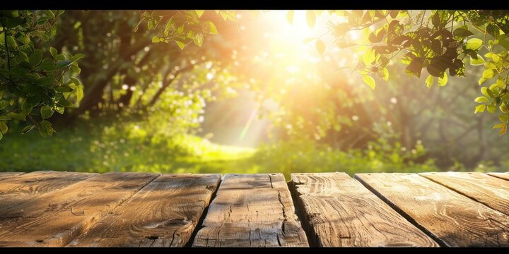 Generate an image of wooden table nature background