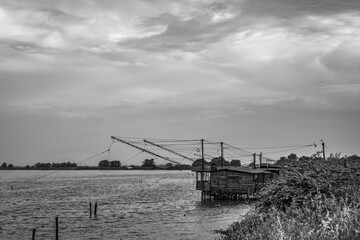 Fishing equipment near Comacchio, Country Italy, Region Emilia-Romagna, Province Ferrara (FE)