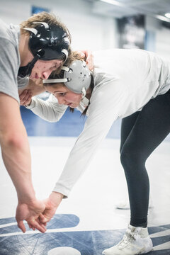15 year old female  wrestler on a co-ed team