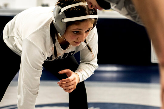 15 year old female  wrestler on a co-ed team