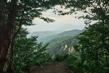 Mountain landscape. The end of summer and early autumn. Time of day afternoon