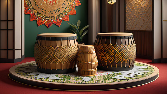 3D renditions of traditional bedug drums