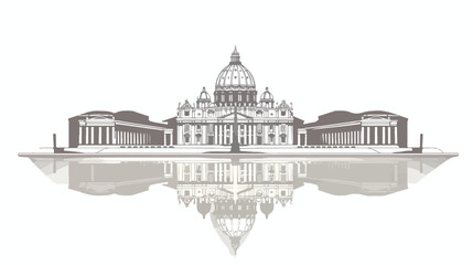 St peters basilica outline vector shadow illustration - obrazy, fototapety, plakaty