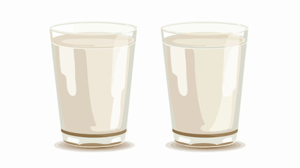 Two glasses with milk.. Flat vector isolated on white