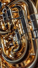 A detailed close-up of a shiny brass euphonium