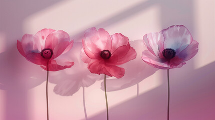 pink poppies on a pink background