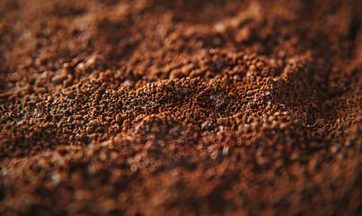 Richly textured coffee grounds, waiting to be unleashed, mesmerize with their detailed, Generative AI